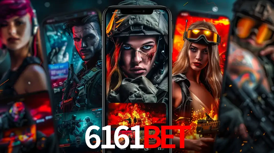 Montagem de telas de celular mostrando diversos personagens, masculinos e femininos, de um jogo de tiro, ilustrando a diversidade de equipes de e-sports para apostar no 6161bet.